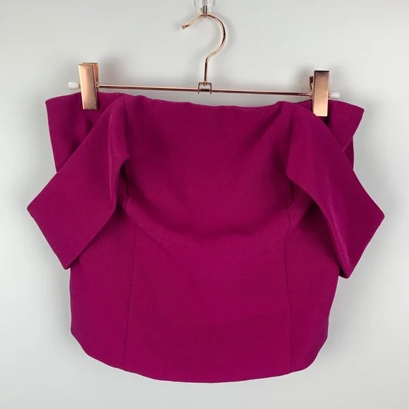 Express‎ Off the Shoulder Crop Top Fuchsia - Picture 5 of 8